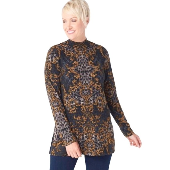 𝅺Susan Graver Damask Printed Sweater Tunic New NWOT - Picture 3 of 11